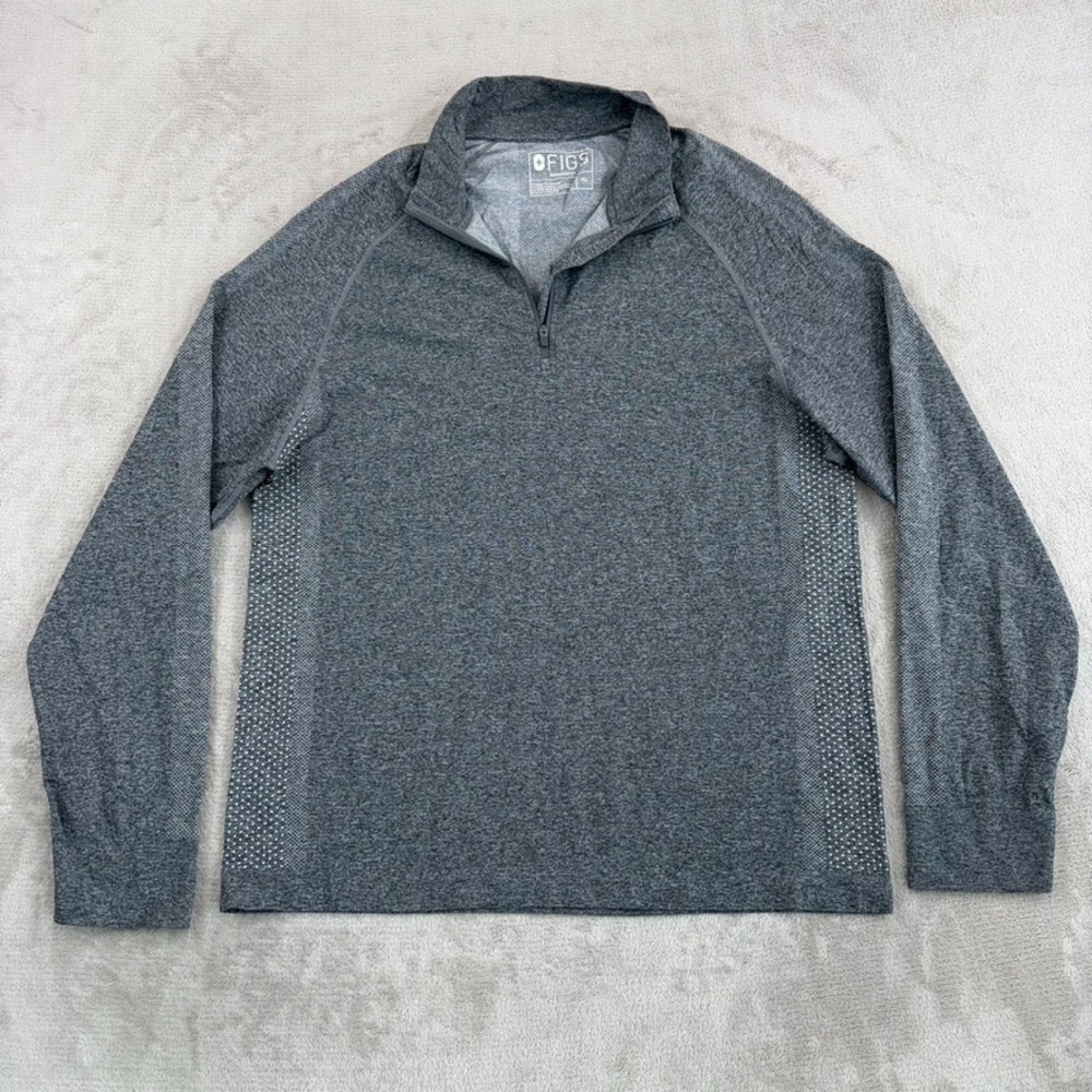 Figs Makato Seamless Long-Sleeve Underscrub 1/4 Zip in Graphite Men XL Nurse